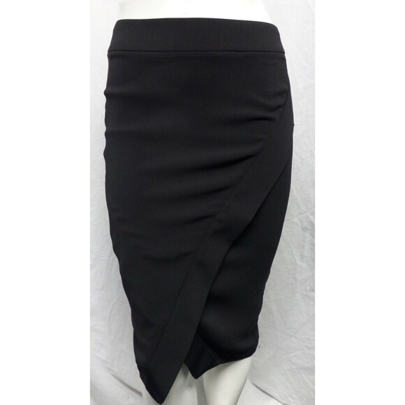 INC BLACK BUSIINESS CASUAL CAREER CLASSIC FAUX WRAP PENCIL SKIRT SIZE: 2 NEW - Picture 2 of 4